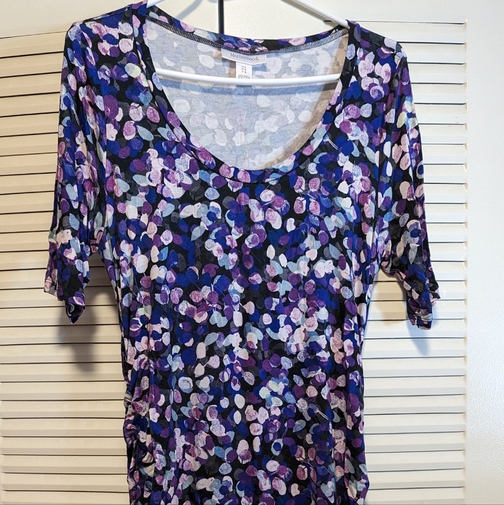 Motherhood Maternity | Shirt Sleeve Ruched Maternity Dress - Size L